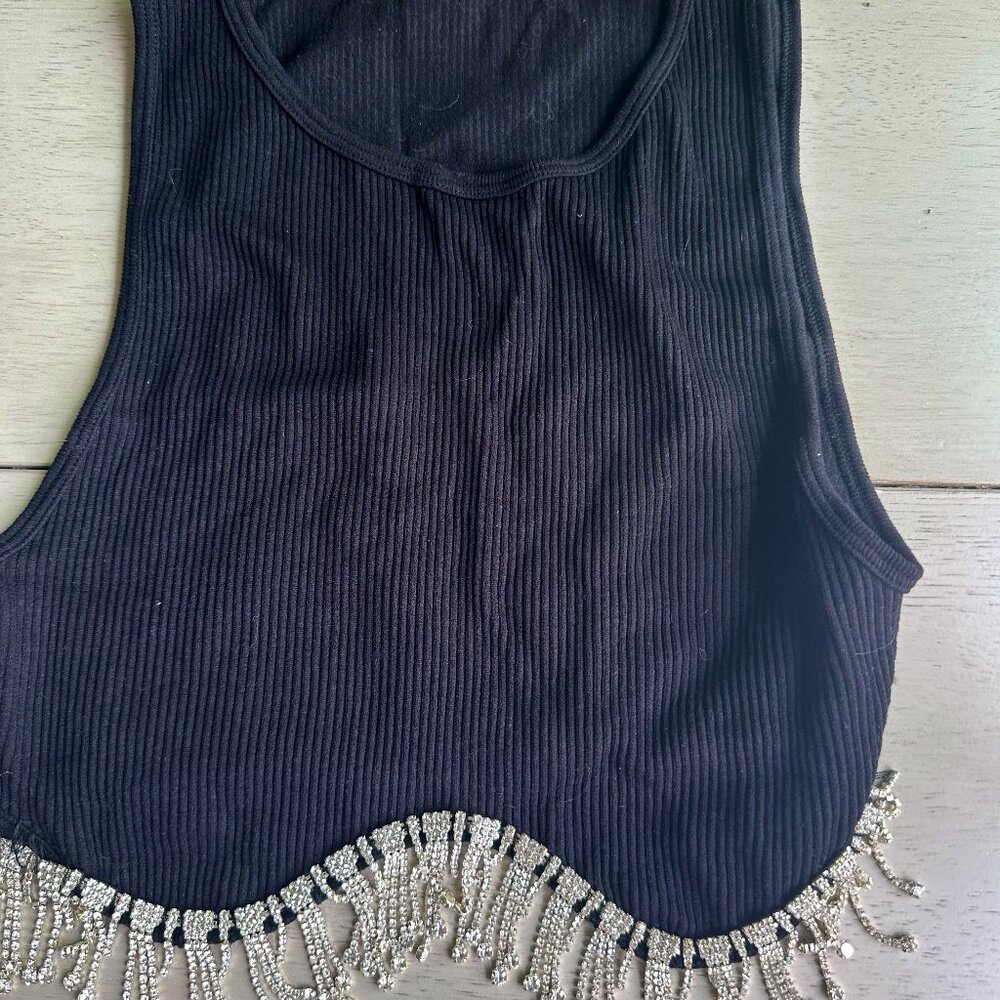 Zara Beaded Black Crop Top